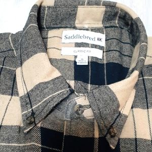 Saddlebred Men's long sleeve woven flannel black and khaki shirt XL NWT